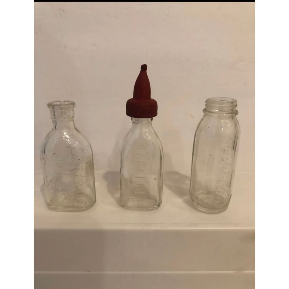 3 Vintage Glass Baby Doll Bottles‎